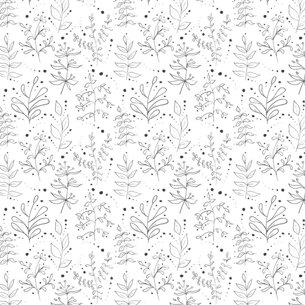 seamless pattern of graphic flowers on white background - Zdjęcie, obraz