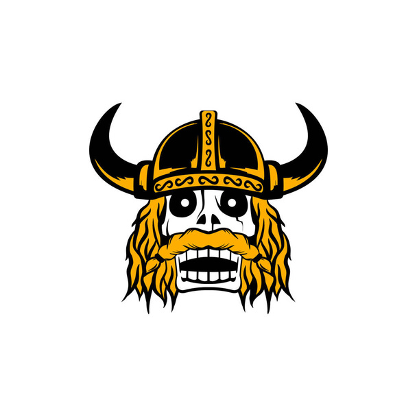 Diseño del logotipo del vector de la mascota del cráneo vikingo - Vector, imagen