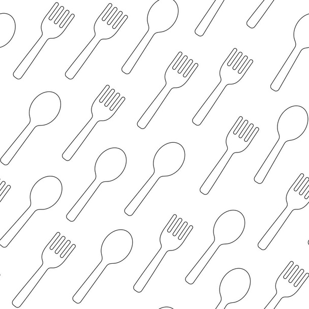 Seamless pattern with spoon and fork. Vector illustration - Vector, Image