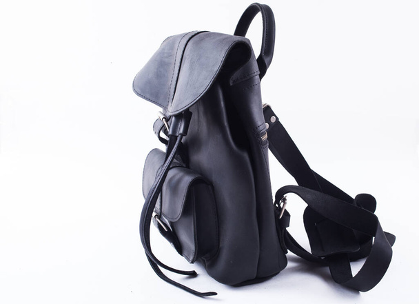 leather  backpack  isolated on white background - Photo, Image