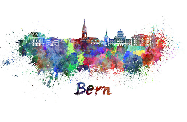 Bern Panorama v akvarel - Fotografie, Obrázek
