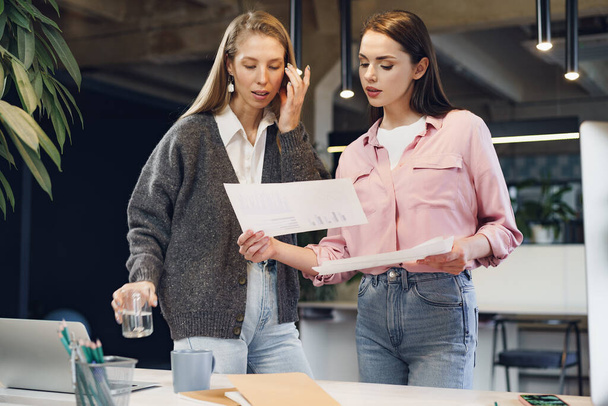 Two young women working together in office - Photo, image