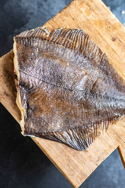 fish flounder raw seafood cooking  second course healthy ingredient meal copy space rustic food background   - Photo, Image