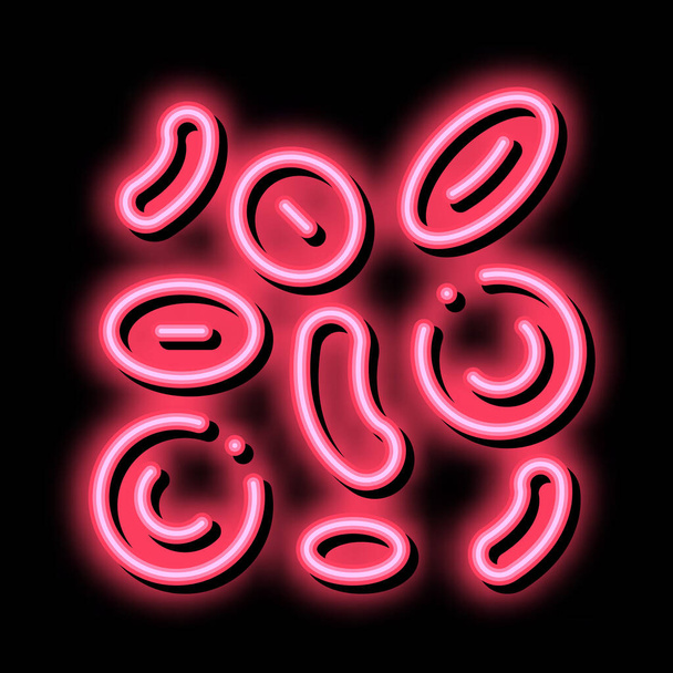 Ilustración de icono de brillo de neón en sangre eritrocito - Vector, Imagen