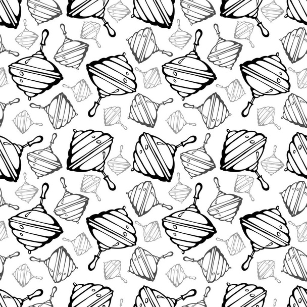 Vector seamless pattern childrens toy spinning top. - Vecteur, image