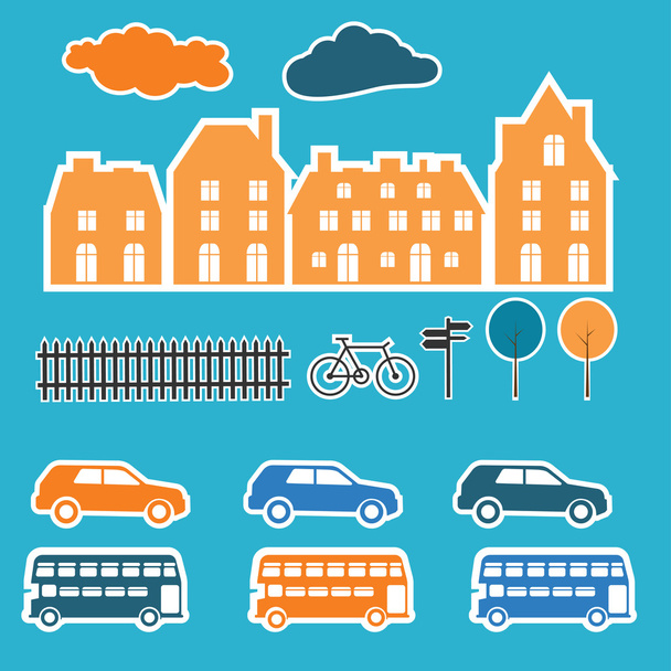 banner with small town. Vector illustration. - Vector, imagen