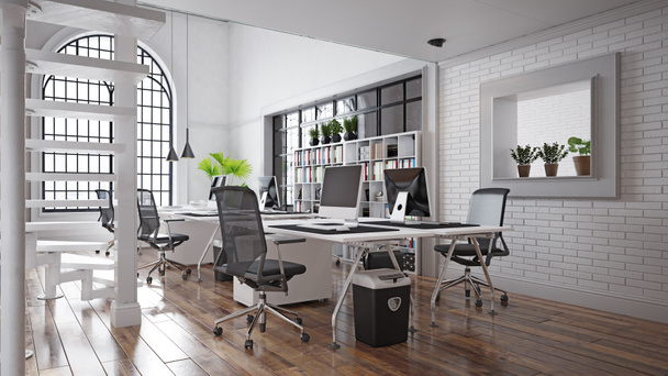modern irodai belsőépítészeti koncepció. 3d renderelés ötlet - Fotó, kép