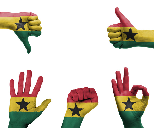 Ensemble de main avec le drapeau du Ghana
 - Photo, image