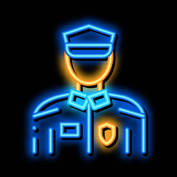 Policeman In Police Suit neon glow icon illustration - Vector, Image