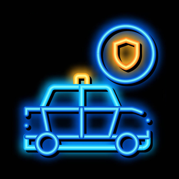 Police Car Machine neon blask ikona ilustracja - Wektor, obraz
