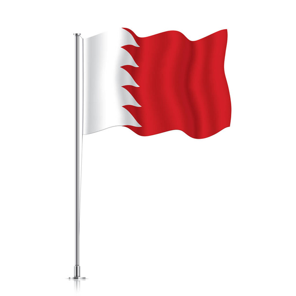 Flaga Bahrajnu machająca na metalowym słupie. - Wektor, obraz