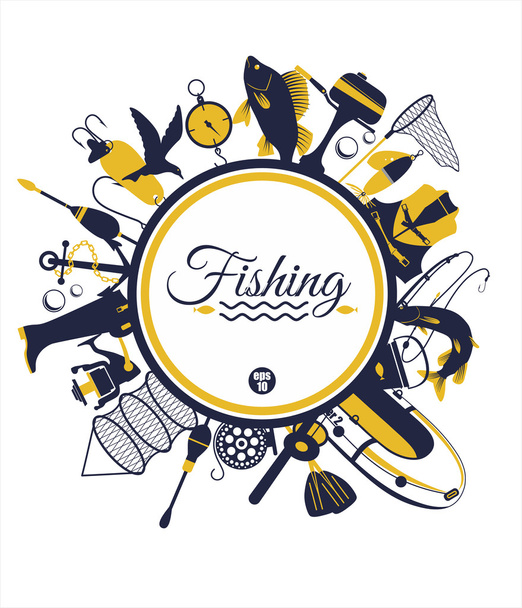 Fishing background - Vector, Imagen