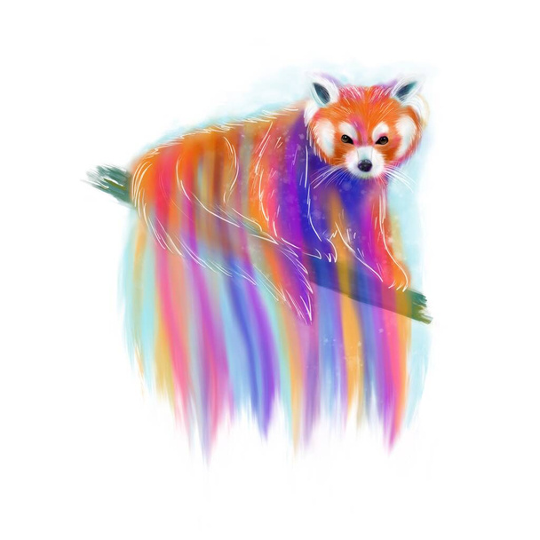Piros panda digitális festett akvarell illusztráció elszigetelt fehér háttér. Firefox nyomtat jó kártyák, szövet, textil, táskák, vásárlók, ruhák, plakátok, reklám. - Fotó, kép
