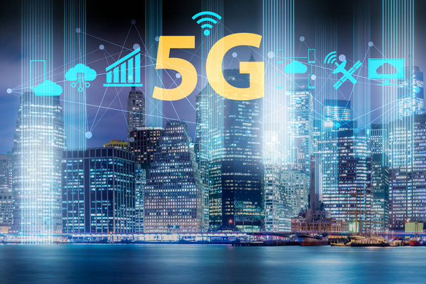Concept of 5g networks in large cities - Photo, Image