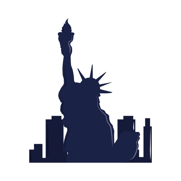 silueta NY město socha svoboda - Vektor, obrázek