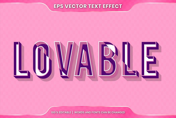 Text effect in 3d pastel color Loveable words text effect theme editable retro concept - Vector, Image