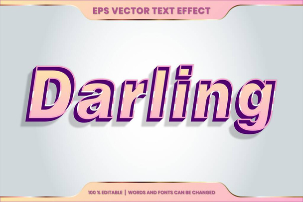 Effet de texte en couleur pastel 3d Darling words text effect theme editable retro concept - Vecteur, image