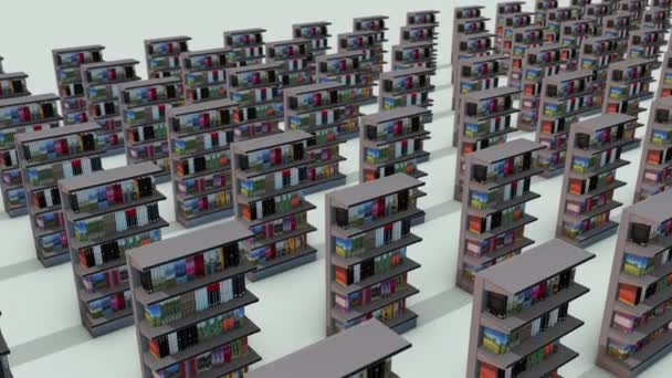 beaucoup de livres d'étagère de marché dans une rangée - Séquence, vidéo