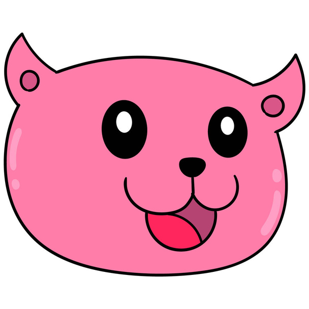 pink cute smiling face cat head, doodle icon drawing - Vektor, Bild