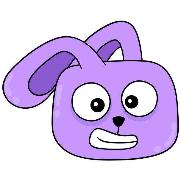 purple rabbit head gawking furiously, doodle icon drawing - Vecteur, image