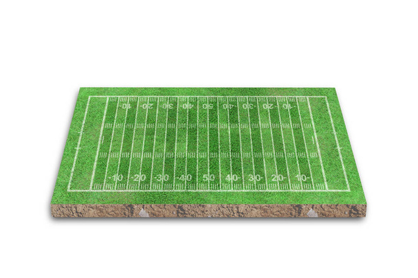 Αμερικάνικο γήπεδο ποδοσφαίρου με γραμμή μοτίβο σε λευκό φόντο. 3D απόδοση - Φωτογραφία, εικόνα