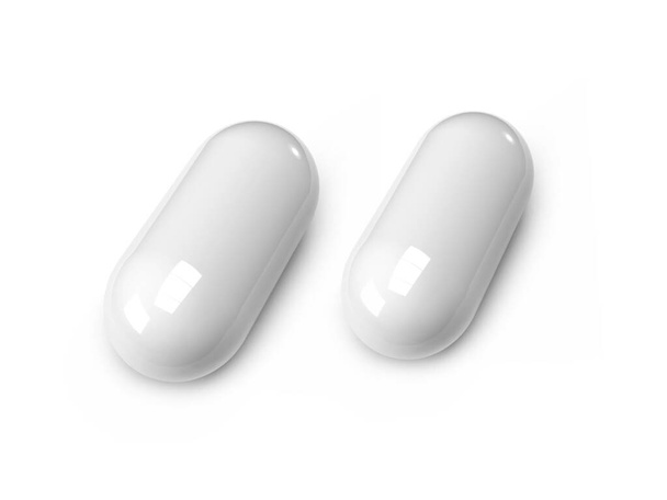 Medizin-Kapsel-Pille 3D Illustration Mockup-Szene auf isoliertem Hintergrund - Foto, Bild