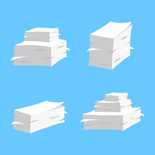Stapel von Papiervektoren isoliert auf blauem Hintergrund - Vektor, Bild