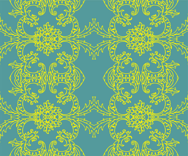 Seamless Oriental Vector Pattern. Traditional floral pattern for fabric, wallpapers and backgrounds. Ornamental creatures, plants and animals. - Vector, imagen