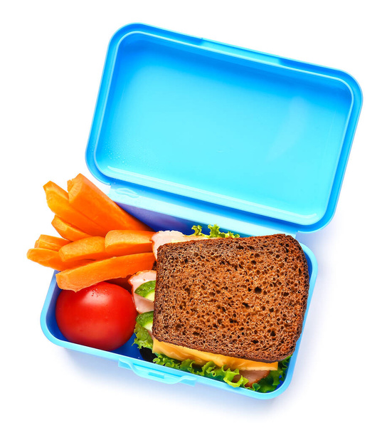 Обідня коробка зі смачною їжею на білому тлі
 - Фото, зображення