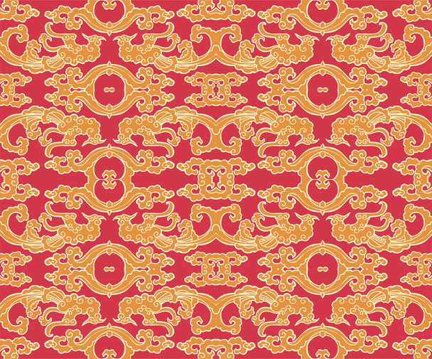 Seamless Oriental Vector Pattern. Traditional floral pattern for fabric, wallpapers and backgrounds. Ornamental creatures, plants and animals. - Vecteur, image
