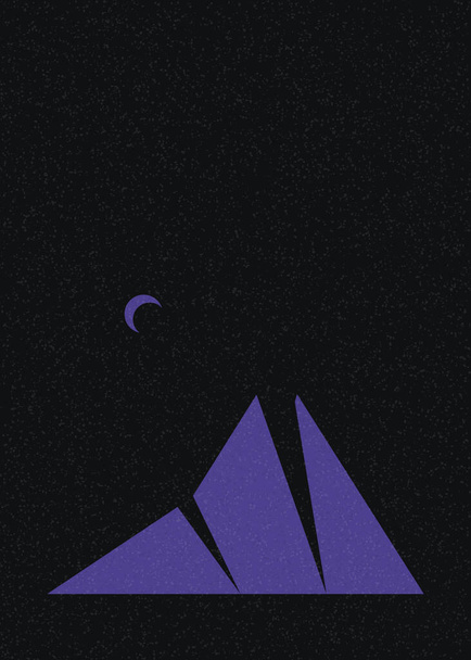 geometric mountains silhouette landscape art poster illustration - Vetor, Imagem