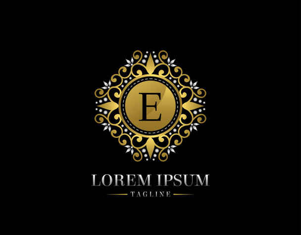 Boutique de luxe Lettre E Logo Design. Conception vectorielle d'icône ornée gracieuse.  - Vecteur, image