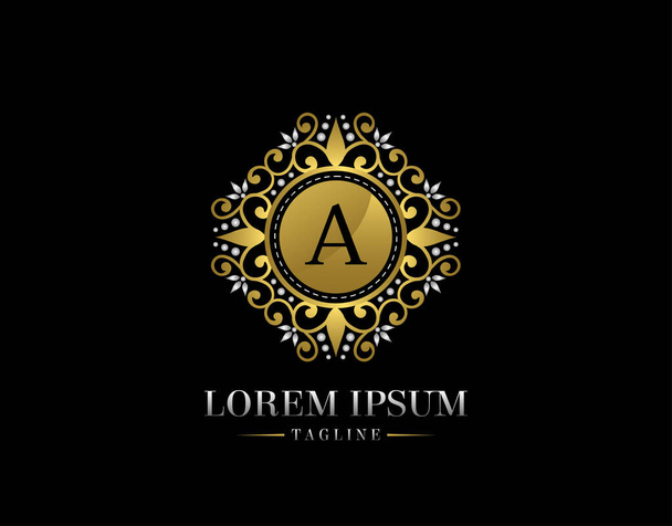 Boutique de lujo Letra A Logo Design. Diseño elegante del vector del icono adornado.  - Vector, Imagen
