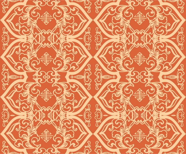 Seamless Oriental Vector Pattern. Traditional floral pattern for fabric, wallpapers and backgrounds. Ornamental creatures, plants and animals. - Vektor, kép