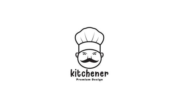 vecchio uomo sorriso cartone animato chef linea logo simbolo vettore icona illustrazione grafica design - Vettoriali, immagini