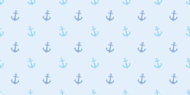 Blue anchor seamless repeat pattern background, vector wallpaper. - Vector, Image