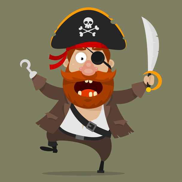 Angry pirate with sword - Vector, Image