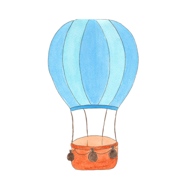 Ballon. Luftballon-Aquarellzeichnung. Kinderillustrationen. Druck für Tapeten, Stoffe, Postkarten. - Foto, Bild