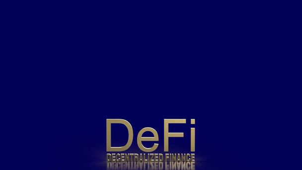 Золотое слово "дефи" на синем фоне для представления бизнес-концепции в криптовалюте - Фото, изображение