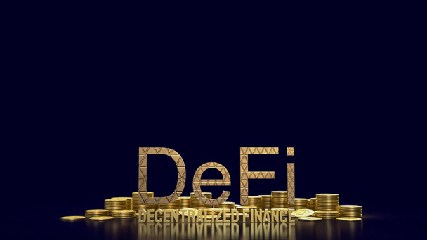 The  defi farming gold word and gold coins  for cryptocurrency business concept 3d rendering - Photo, Image