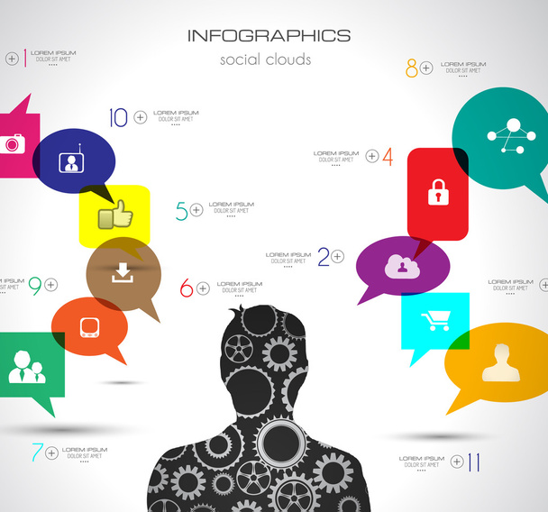 Social Media and Cloud concept Infographic background - Vektor, obrázek