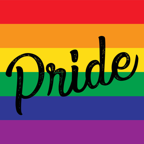 Logo del mes de orgullo con bandera de arco iris. Símbolo del orgullo con corazón, LGBT, minorías sexuales, gays y lesbianas. El amor es amor. Ilustración vectorial - Vector, Imagen