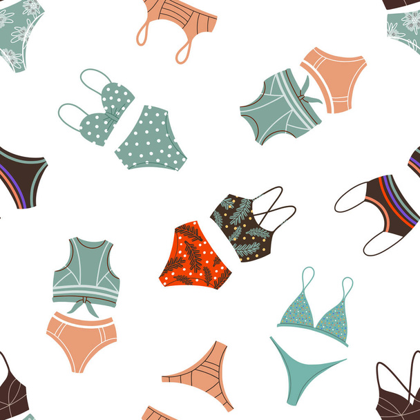 Seamless pattern of retro and modern swimsuits - Vector, Image