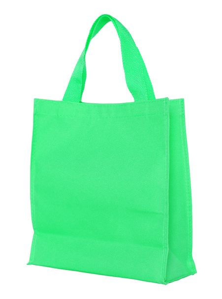 grüne Stofftasche isoliert auf weißem Hintergrund mit Clip - Foto, Bild