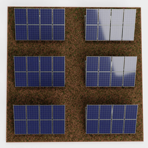 Rendre 3D réaliste de la ferme de panneau solaire - Photo, image