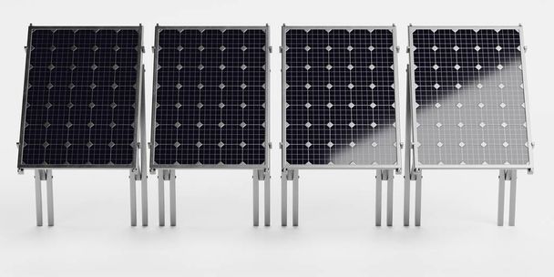 太陽電池パネルの現実的な3Dレンダリング - 写真・画像