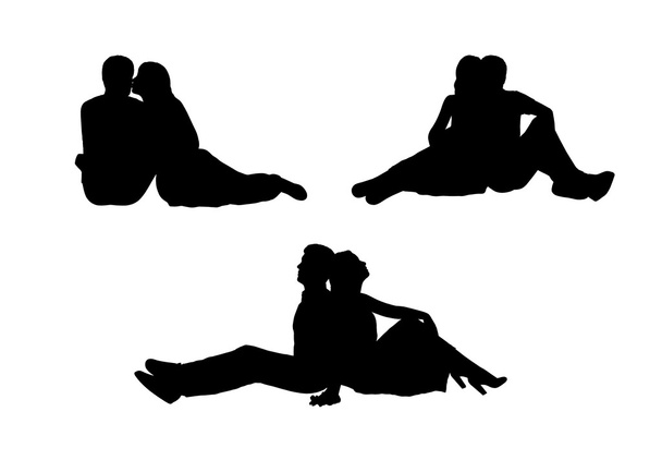 couple in love silhouettes set 3 - Photo, Image