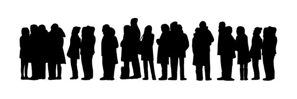 az emberek hosszú várólista silhouette beállítása 1 - Fotó, kép