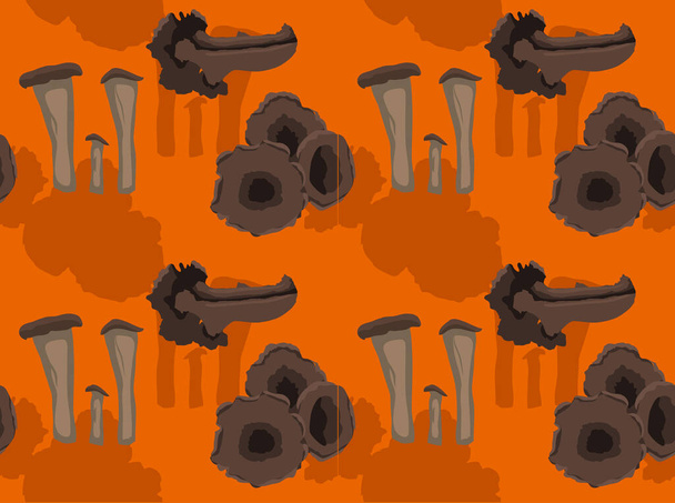 Mushroom Type Black Trumpet Background Seamless Wallpaper - Vector, Image