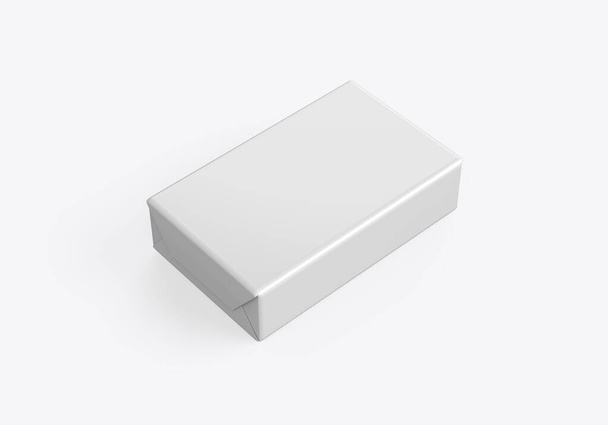 Mydło i masło blok opakowanie opakowanie makieta na izolowanym białym tle, opakowanie pakiet produktów do prezentacji projektu, ilustracja 3d - Zdjęcie, obraz